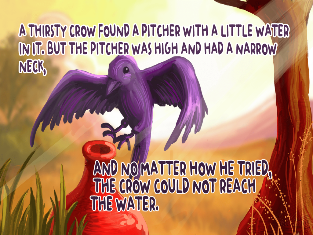 Crow trying to drink from pitcher