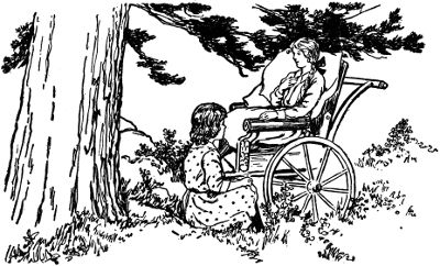 Heidi pushed Clara's chair under the fir trees, where they spent the
afternoon in the shade, telling each other all that had happened since last they met.